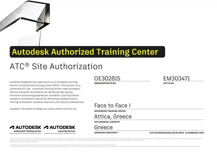 FACEtoFACE Autodesk Site Certificate FY27