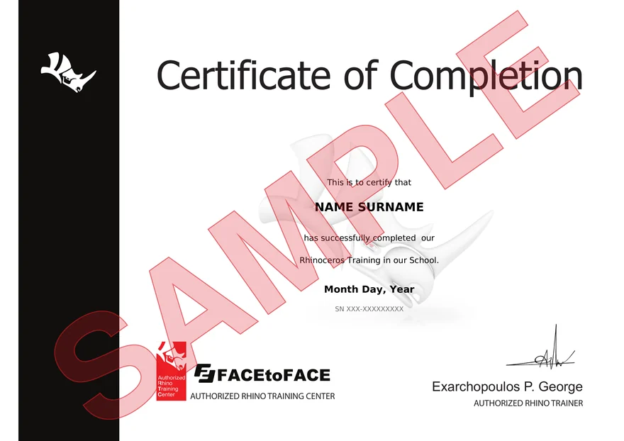Δείγμα Rhino3D Certificate of Completion